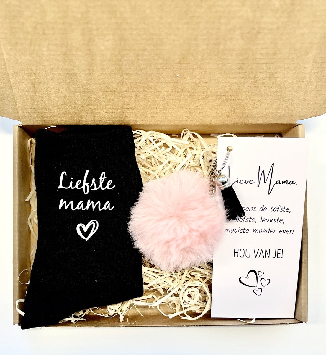 Moederdag cadeauset | Liefste Mama | Sokken (maat 39/42) en Sleutelhanger | Mama | Verjaardag Moeder